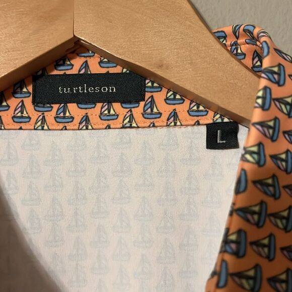 New! Turtleson Skipper Performance Orange Sailboat Print Shirt Creamsicle - Picture 5 of 12
